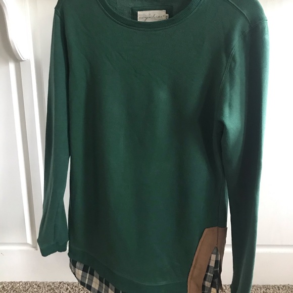 Green Charlotte sweater with Faux leather trim - Picture 6 of 7